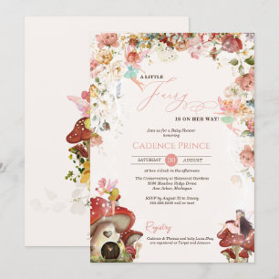 Little Fairy Floral Garden Baby Girl Shower Invitation