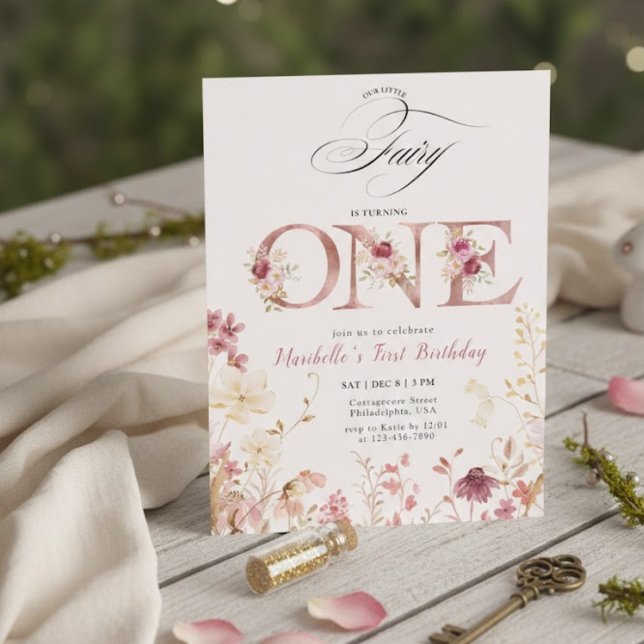 Little Fairy Floral Garden First Birthday  Invitation (Creator Uploaded)