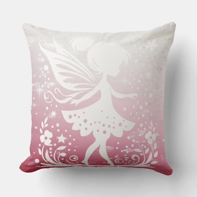 Little Fairy Floral Throw Pillow (Front)