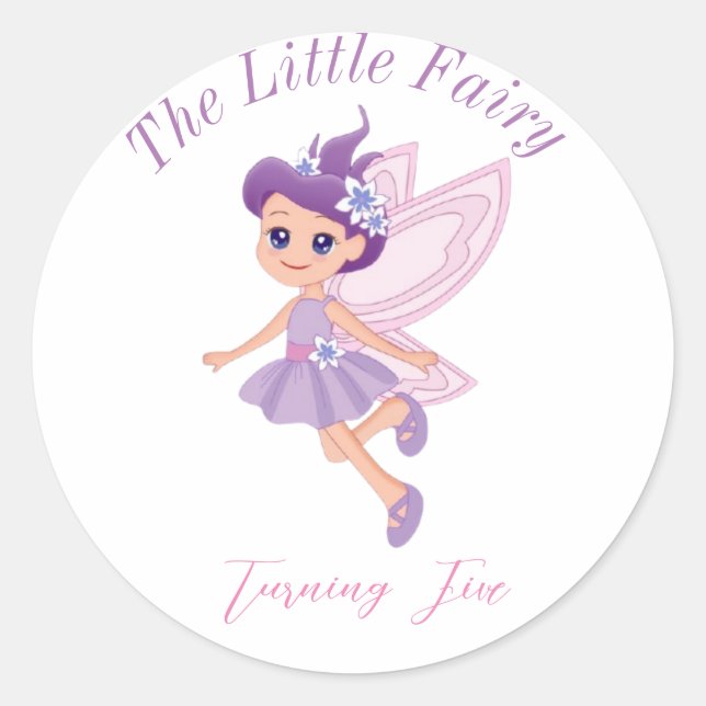 Little Fairy Pink Girls birthday invitation Classic Round Sticker (Front)