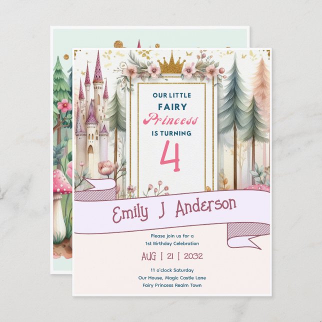 Little Fairy Princess Birthday ANY Age Fairycore (Front/Back)