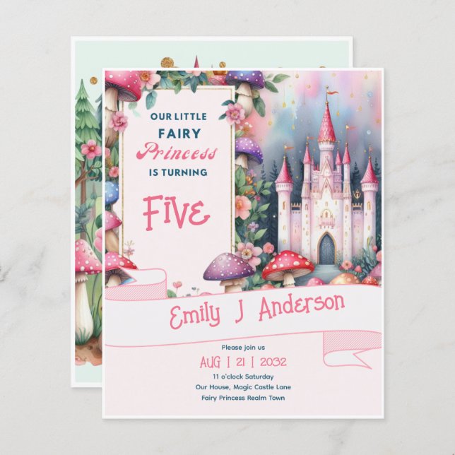 Little Fairy Princess Birthday ANY Age Fairytale (Front/Back)