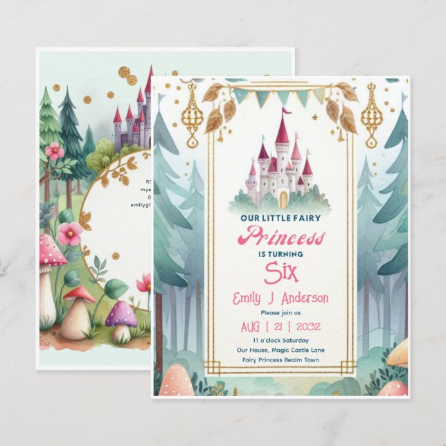 Little Fairy Princess Birthday ANY Age Fairytale (Front/Back)