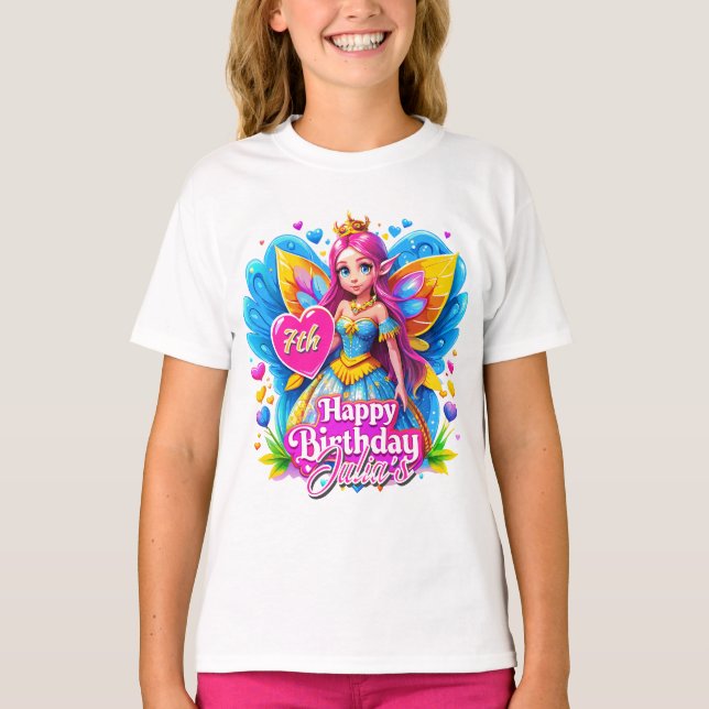 Little Fairy Princess Rainbow Wings, Birthday gift T-Shirt (Front)