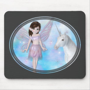 Little Fairy w/Unicorn Designs Mouse Mat