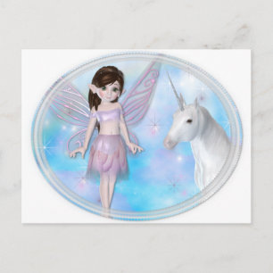 Little Fairy w/Unicorn Designs Postcard