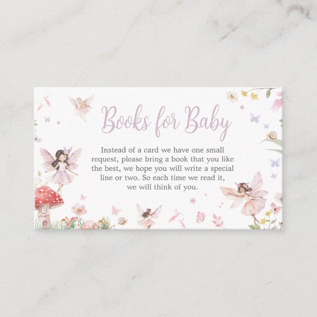 Little Fairy Whimsical Baby Shower Books for Baby Enclosure Card (Front)
