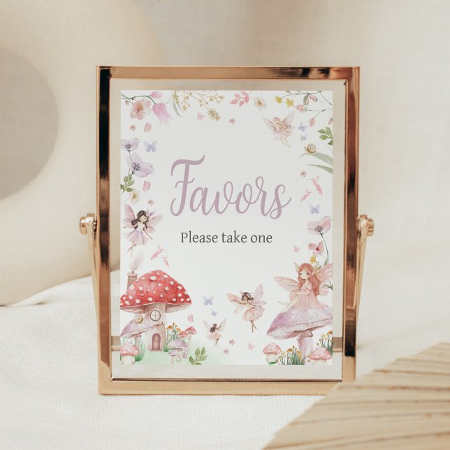 Little Fairy Whimsical Baby Shower Favours Poster (Whimsical Little Fairy Baby Shower Favors Sign)