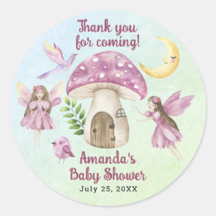 Little Fairy Whimsical Baby Shower Thank you Classic Round Sticker