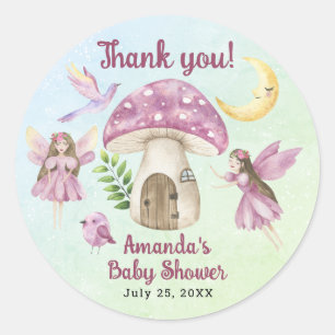 Little Fairy Whimsical Baby Shower Thank you Classic Round Sticker