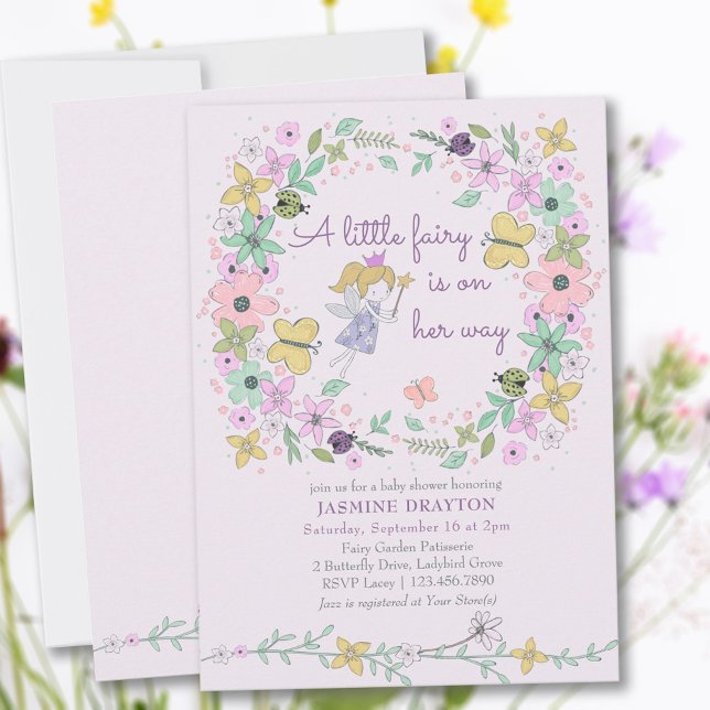Little Fairy Whimsy Flower Garden Girl Baby Shower Invitation (Creator Uploaded)
