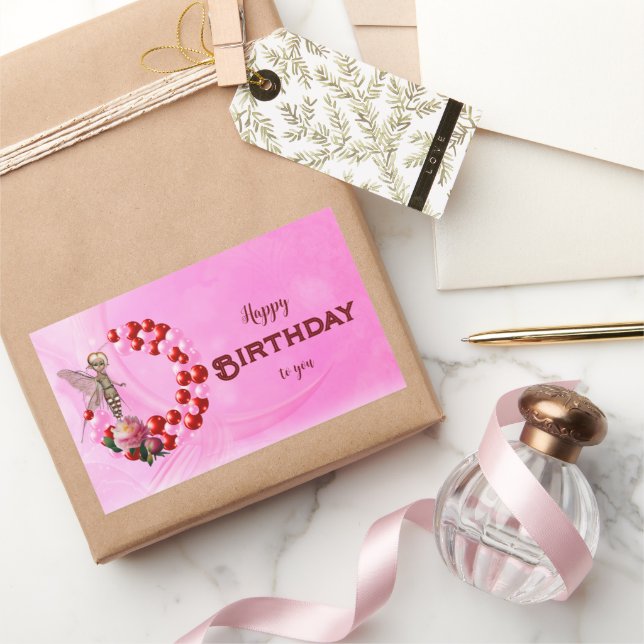 Little Fairy wish you a Happy Birthday Rectangular Sticker (Gifting)