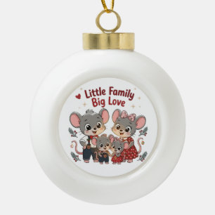 Little Family Big Love Cute Mouse Ceramic Ball Christmas Ornament