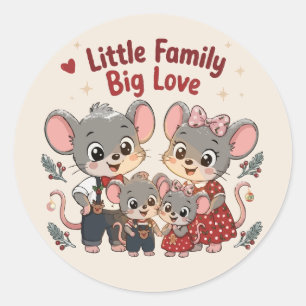 Little Family Big Love Cute Mouse Classic Round Sticker
