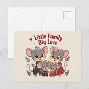 Little Family Big Love Cute Mouse Postcard