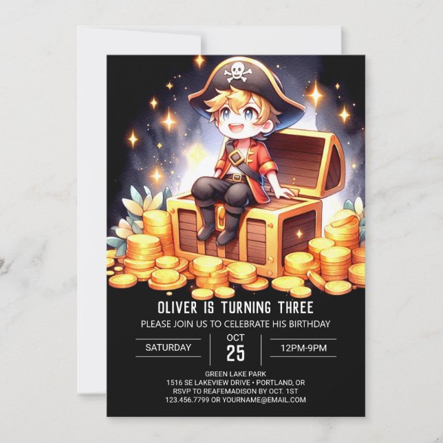 Little Fantasy Pirate Birthday Invitation (Front)