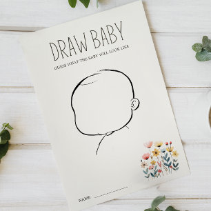 Little Farm Animals Baby Shower Draw Baby Game Flyer