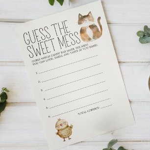 Little Farm Animals Baby Shower Guess Mess Game Flyer