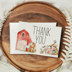Little Farm Nursery Animals Baby Shower Thank You Card