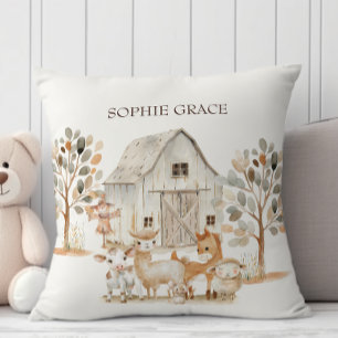 Little Farm Nursery Animals Baby Throw Pillow