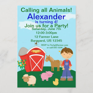 Little Farmer Boy Birthday Party Invitation