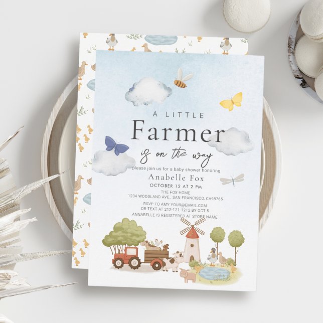 Little Farmer Farm Animals Baby Shower Invitation (Creator Uploaded)