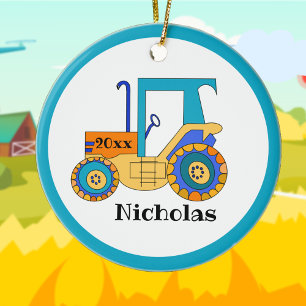 Little Farmer Tractor Ceramic Tree Decoration