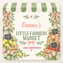 Little Farmers Market Birthday Paper Coaster
