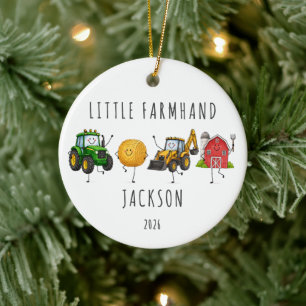 Little Farmhand Personalised Kids Farm  Ceramic Tree Decoration
