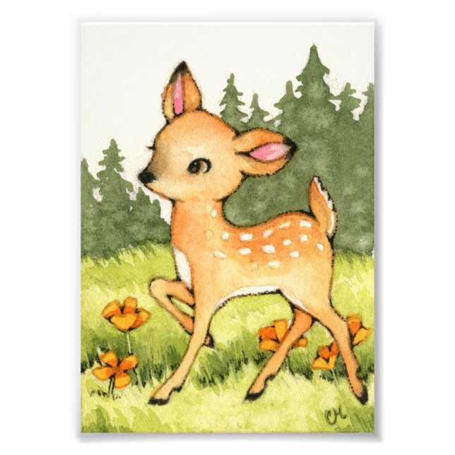 Little Fawn - Cute Deer Art Photo Print (Front)