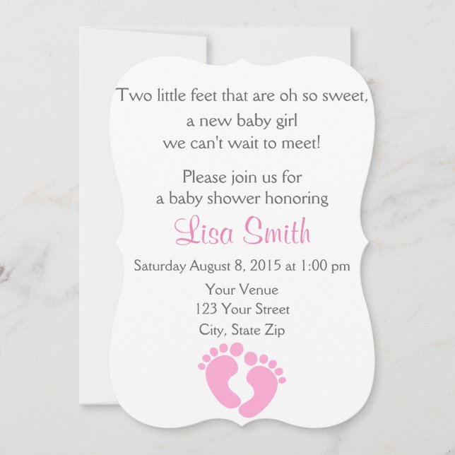 Little Feet Baby Girl Shower Invitation (Front)