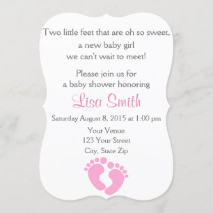 Little Feet Baby Girl Shower Invitation