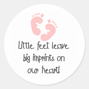 Little Feet Big Imprints Pink Classic Round Sticker