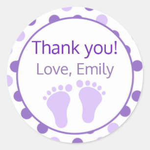 Little Feet Purple Lavender Baby Shower Label