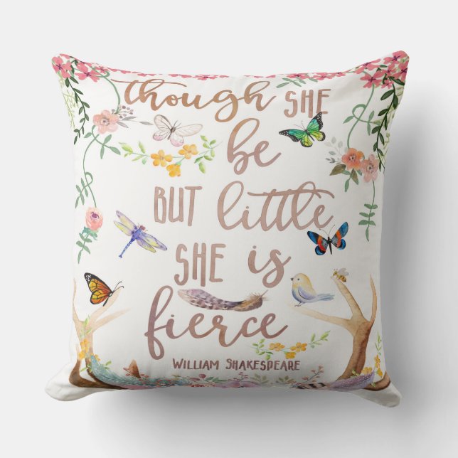 Little Fierce Boho Woodland Girl Nursery Pillow (Front)