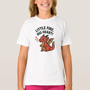 Little Fire Big Heart Cute Red Dragon Graphic T-Shirt