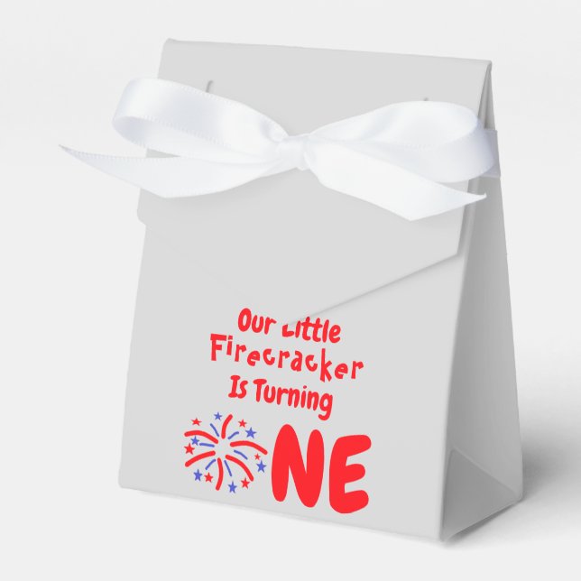 Little Firecracker 1st Birthday Favour Box (Front Side)