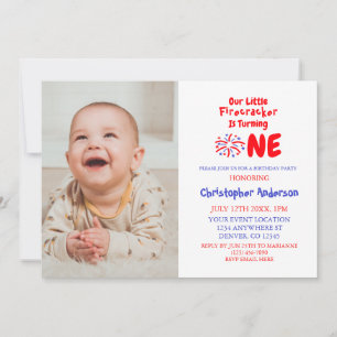 Little Firecracker 1st Birthday Invitation