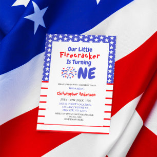 Little Firecracker 1st Birthday Invitation