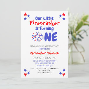 Little Firecracker 1st Birthday Invitation