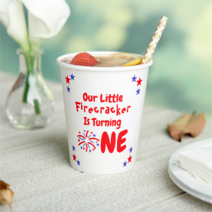 Little Firecracker 1st Birthday Paper Cups