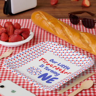 Little Firecracker 1st Birthday Paper Plate