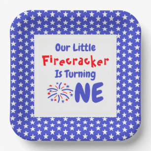 Little Firecracker 1st Birthday Paper Plate