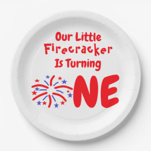 Little Firecracker 1st Birthday Paper Plate