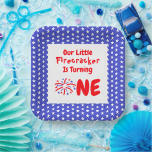 Little Firecracker 1st Birthday Paper Plate