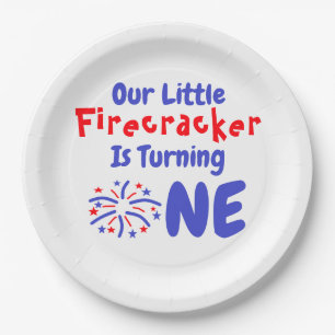 Little Firecracker 1st Birthday Paper Plate