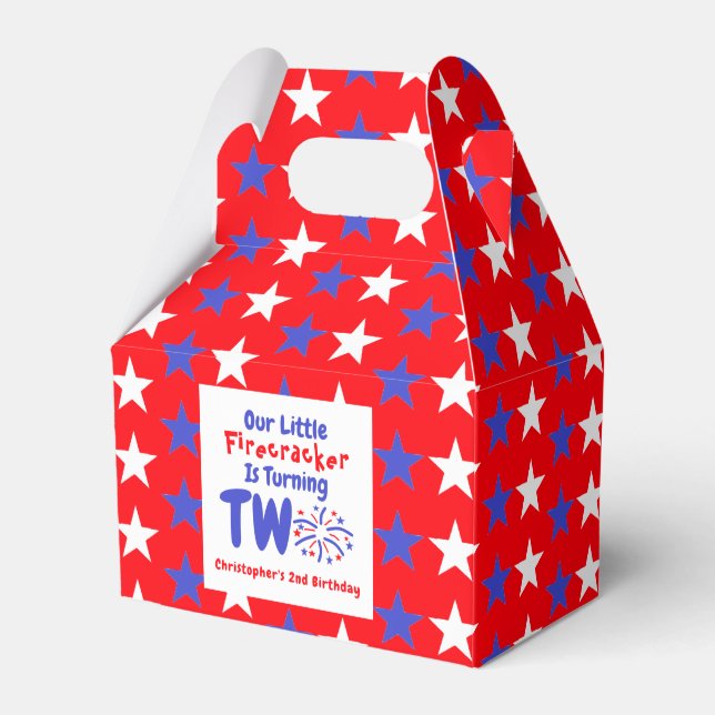 Little Firecracker 2nd Birthday Favour Box (Front Side)