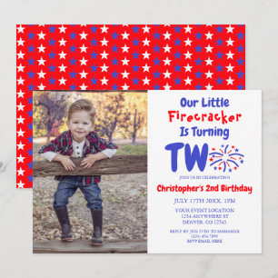 Little Firecracker 2nd Birthday Invitation