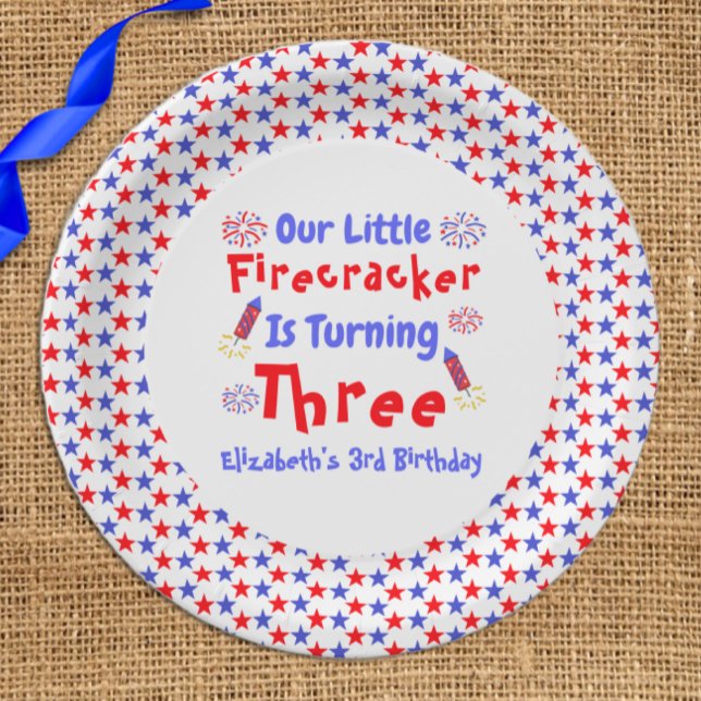 Little Firecracker 3rd Birthday Paper Plate (Creator Uploaded)