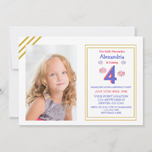 Little Firecracker 4th Birthday Invitation